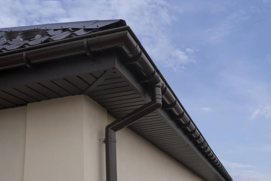 - properly installed gutters on a residential home